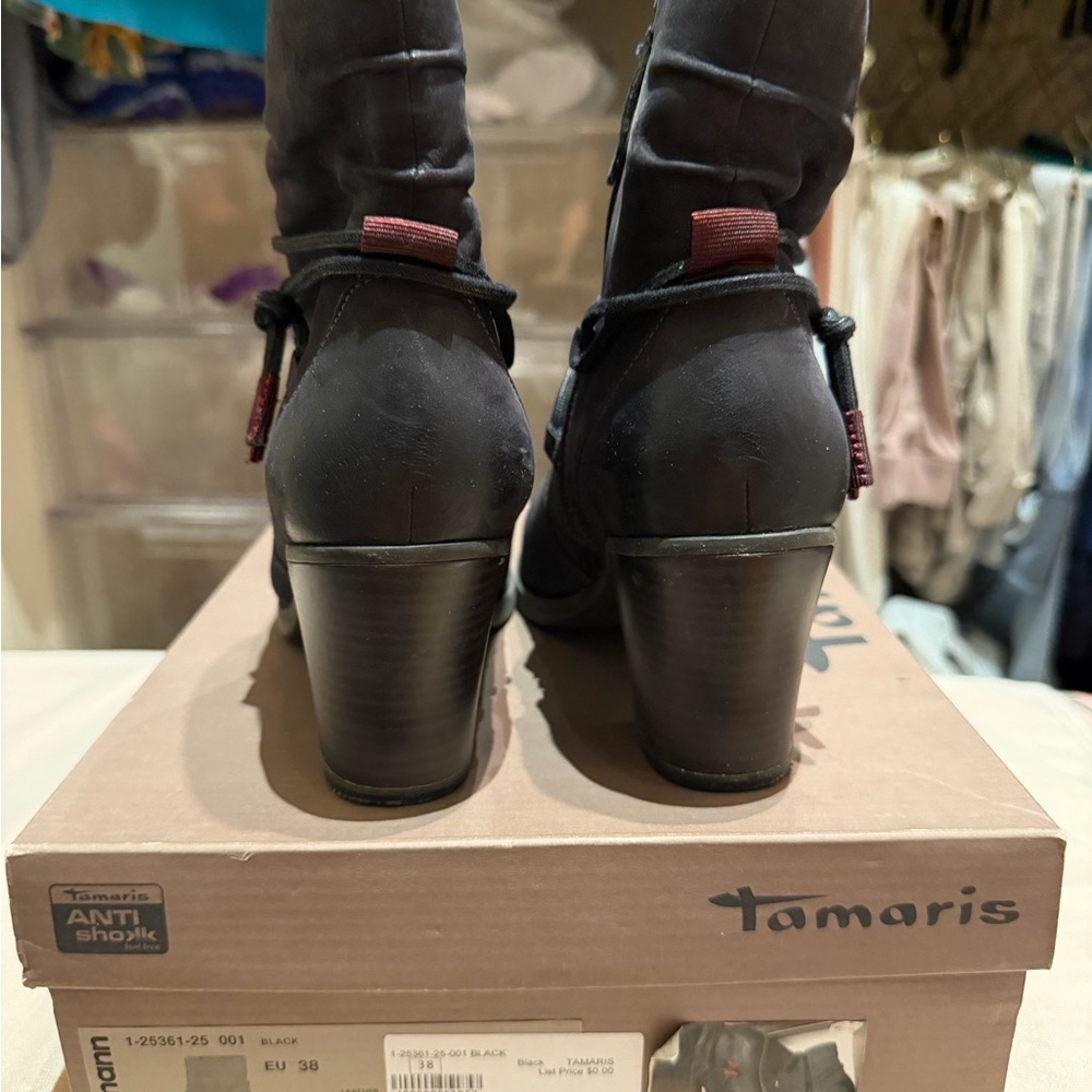 Tamaris Black Heeled Boots for Women